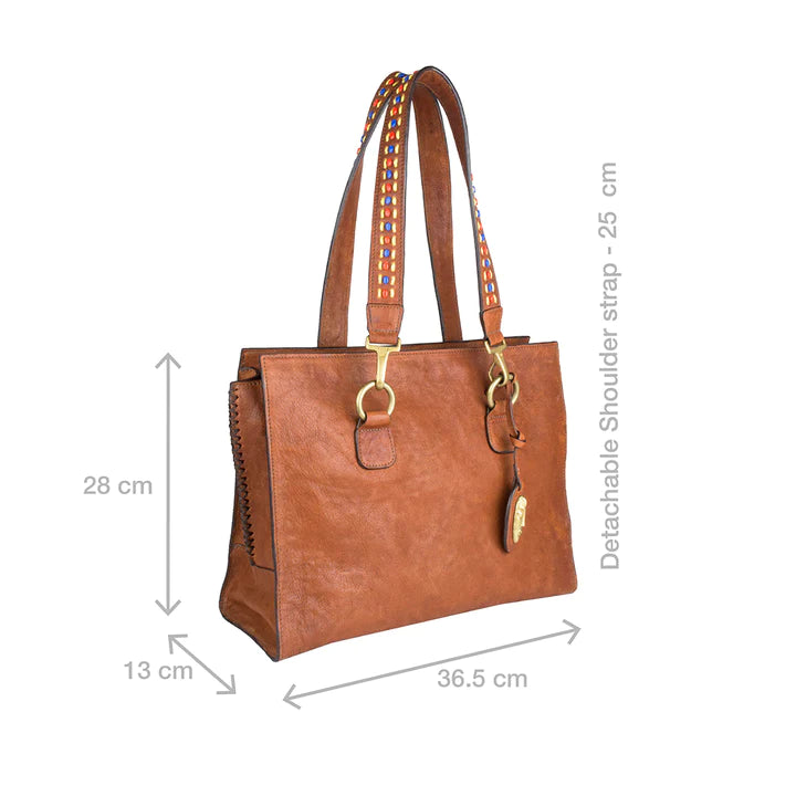 Tan Leather Work Tote Bag | Elegant Work Companion Tote Bag
