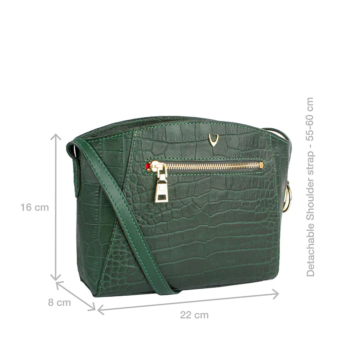 Green Leather Sling Bag | Chic Emerald Green Cro Melb Ran Sling Bag