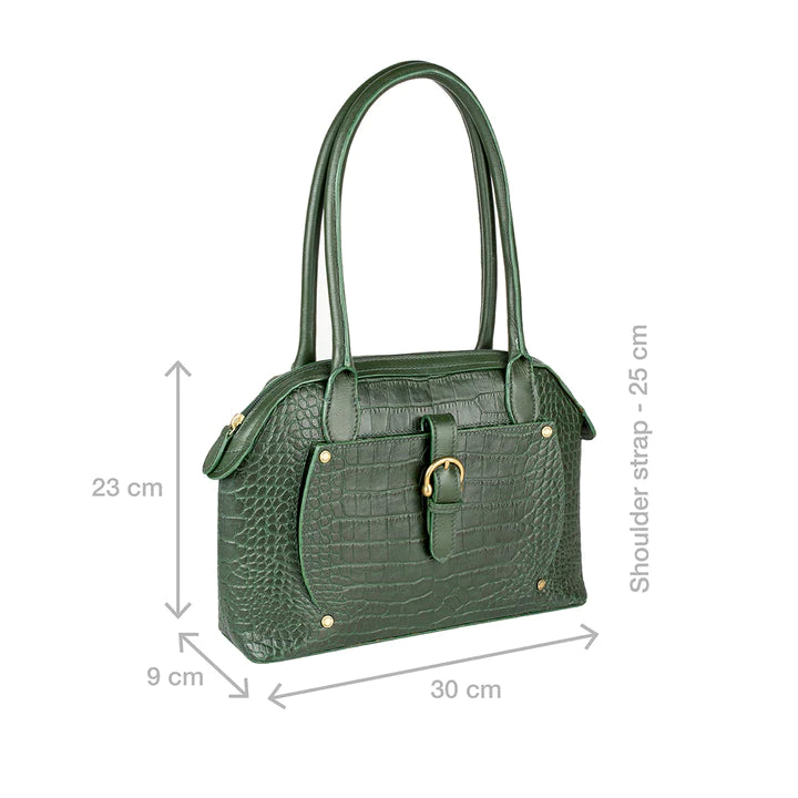 Green Leather Tote Bag | Timeless Elegance Emerald Croco Tote Bag