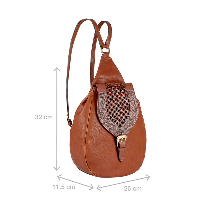 Tan Leather Backpack | Western Charm Embossed Leather Backpack