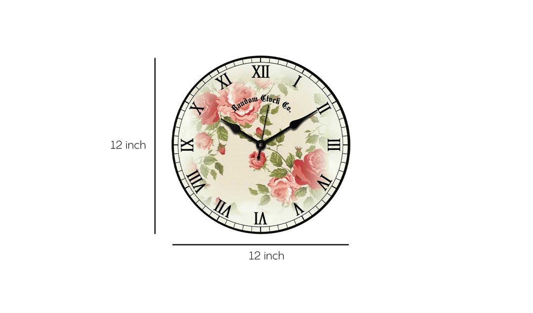 Rustic Pink Rose Wooden Wall Clock