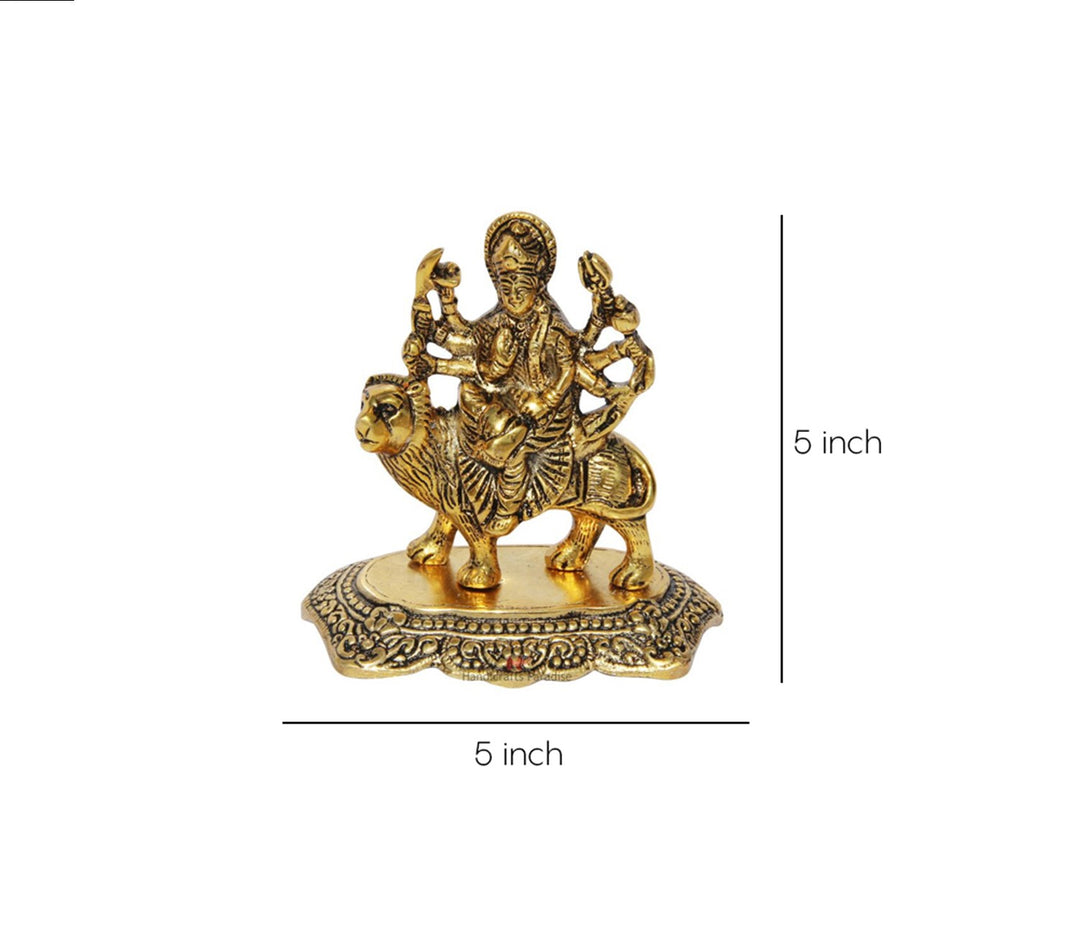 Durga Ma Metal Figurine | Durga Ma Metal in Antique Golden Finish