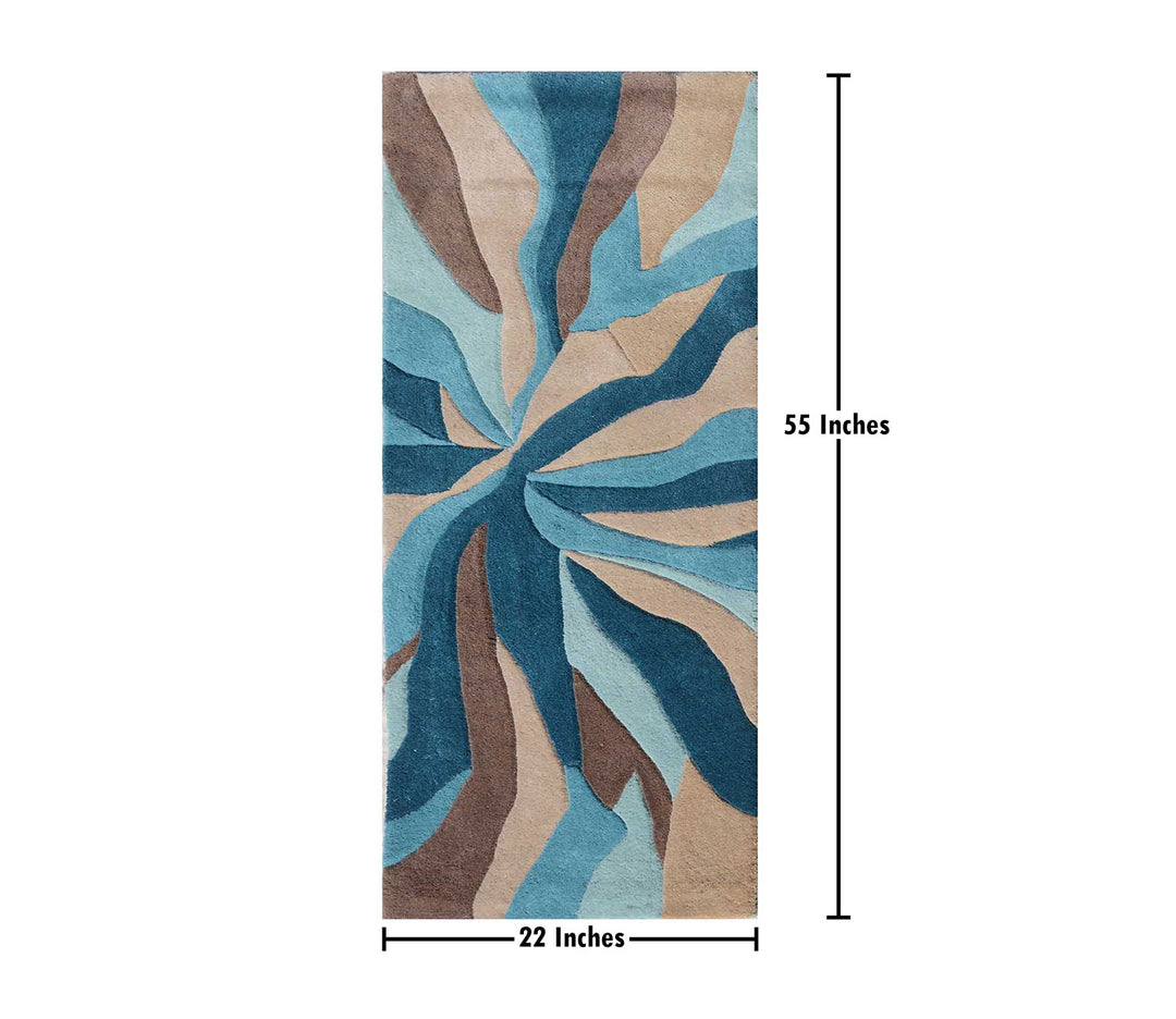 Blue Abstract Hand Tufted Wool Runner