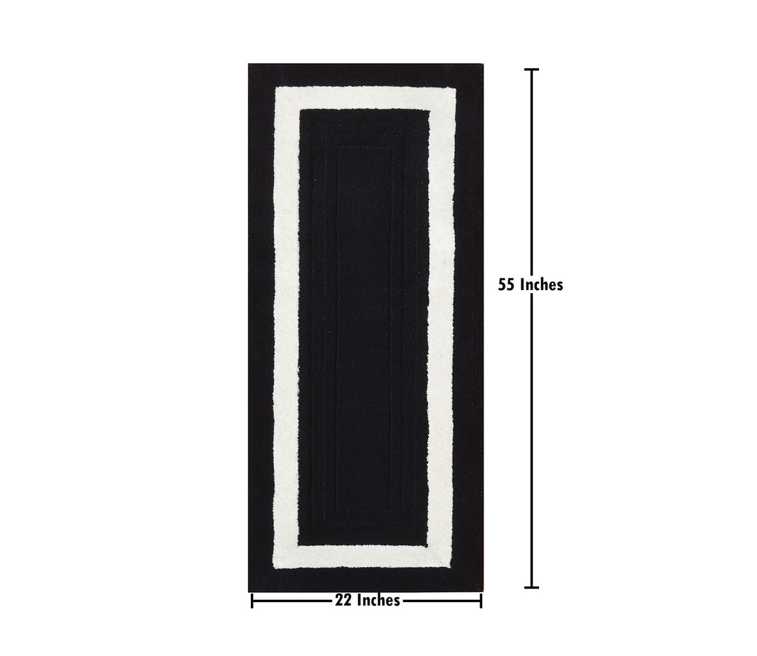 Black Solid Hand Tufted Wool Runner