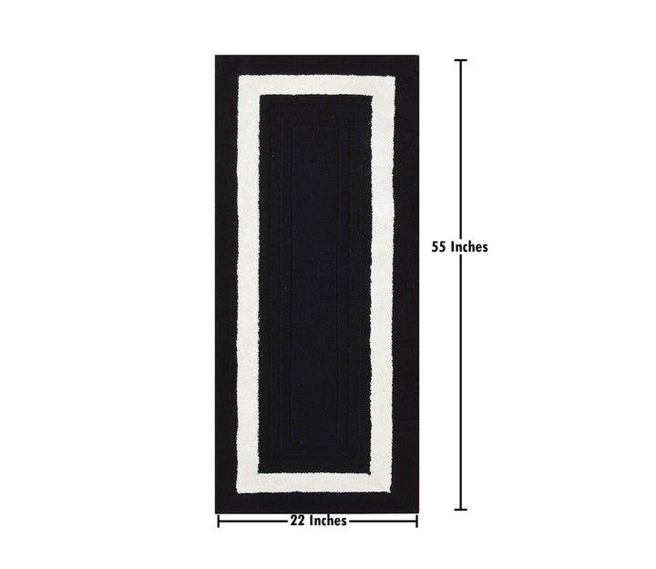 Black Solid Hand Tufted Wool Runner