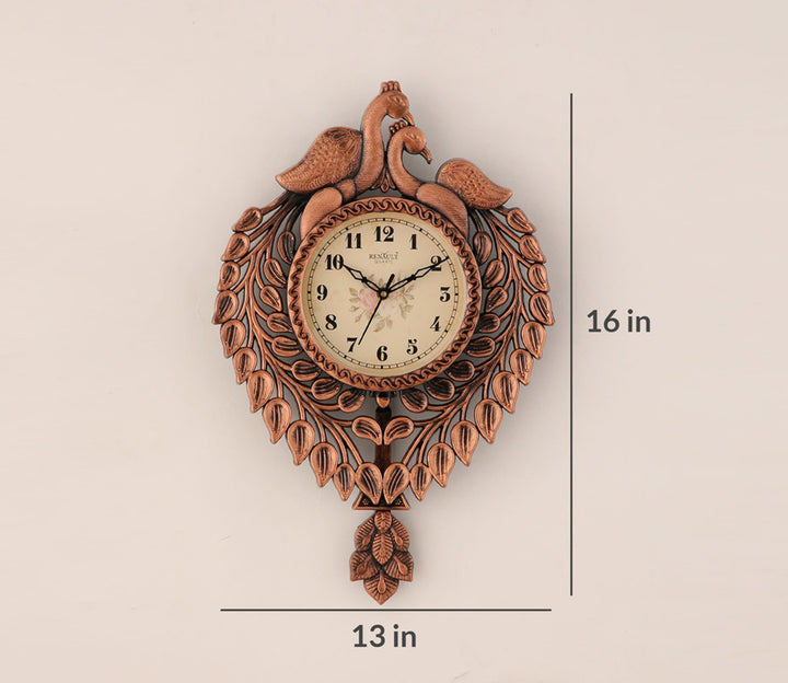 Royal Brown Peacock Pendulum Wall Clock