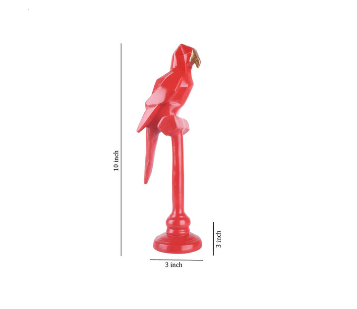 Red Parrot Art Figurine - Premium Polyresin | Premium Polyresin Parrot Art Figurine (Red)