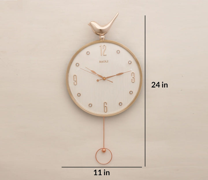 Rose Gold Sparrow Pendulum Wall Clock