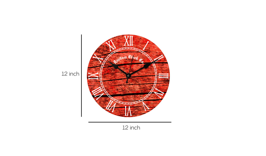 Rustic Red Wooden Wall Clock