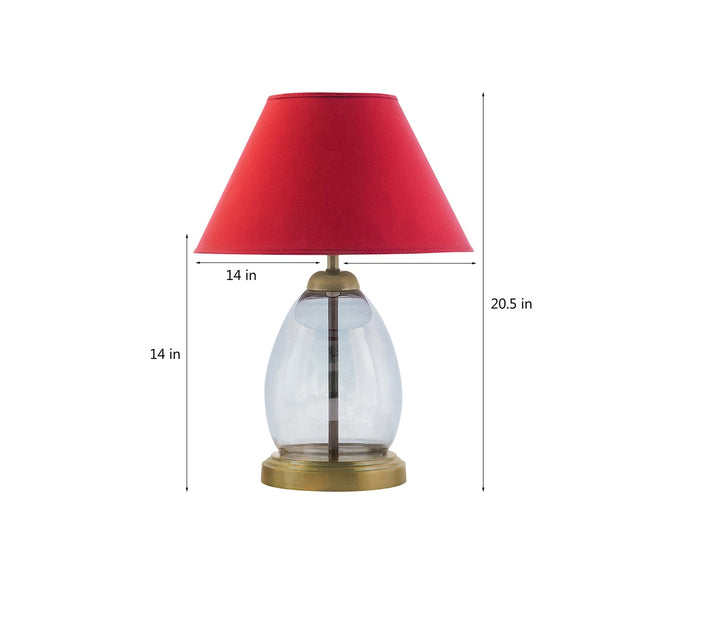 Tiered Maroon Glass Table Lamp with Cotton Shade (20.5" H)