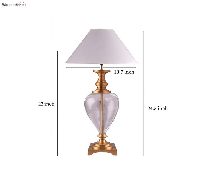 Gold Brass Table Lamp with White Drum Shade (Large)