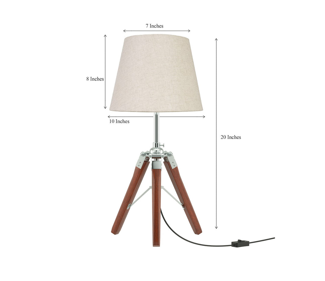 Tripod Table Lamp with Off-White Lampshade (48.3 cm H)