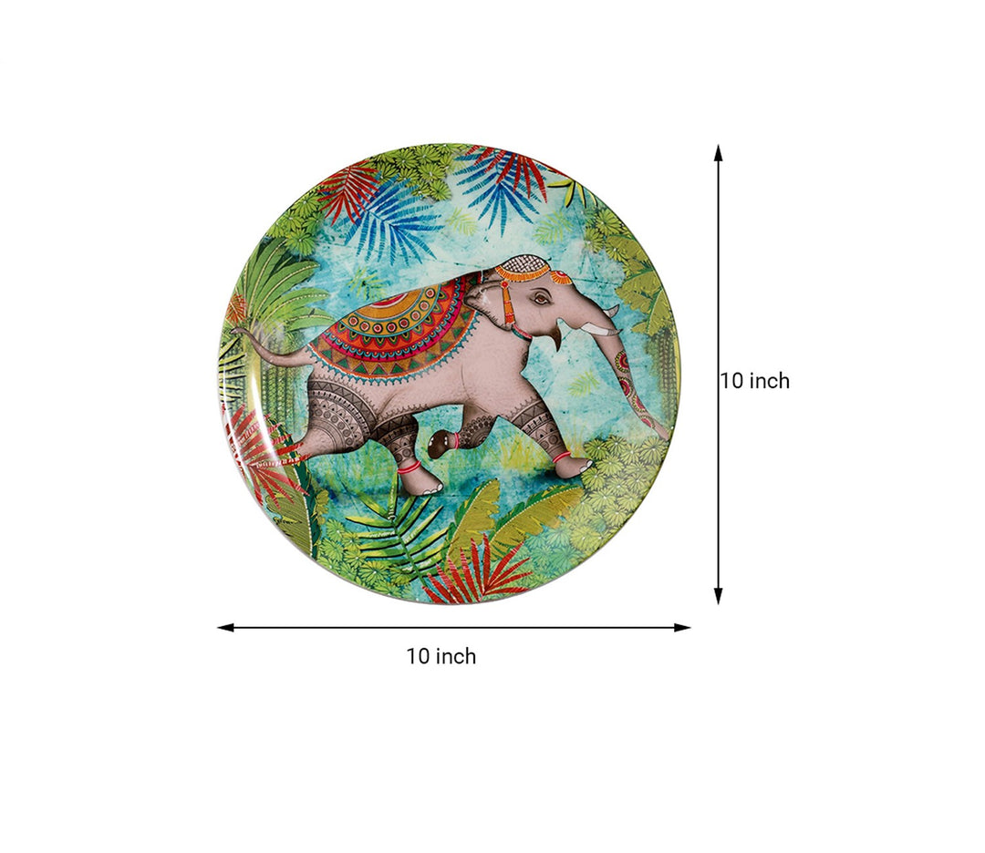 Multicolor Elephant Ceramic Decorative Wall Plate