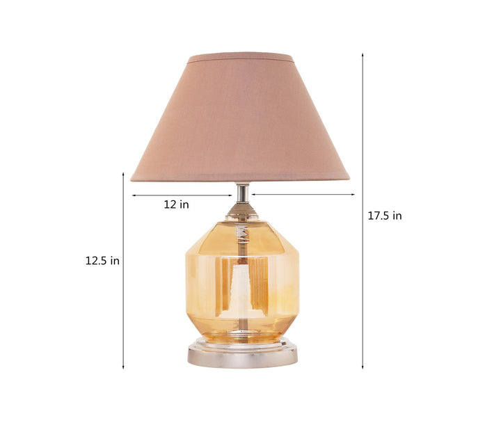 Classic Amber Glass Table Lamp with Cotton Shade