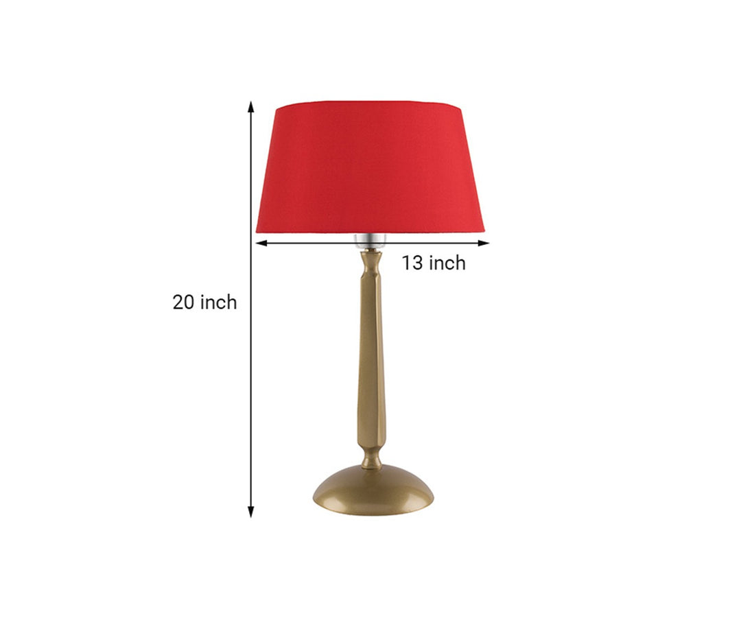 Red Brushed Table Lamp with White Shade