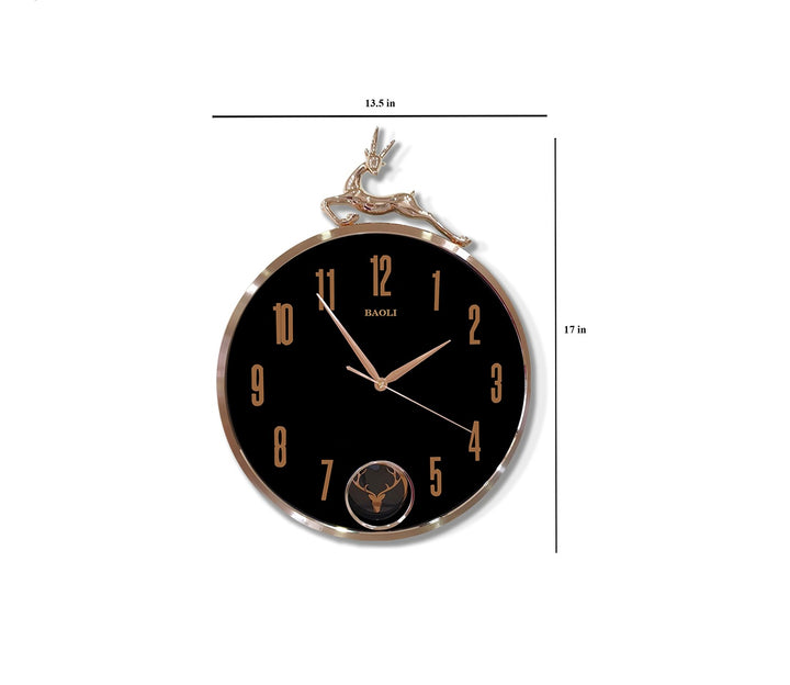 Modern Reindeer Pendulum Wall Clock - Black