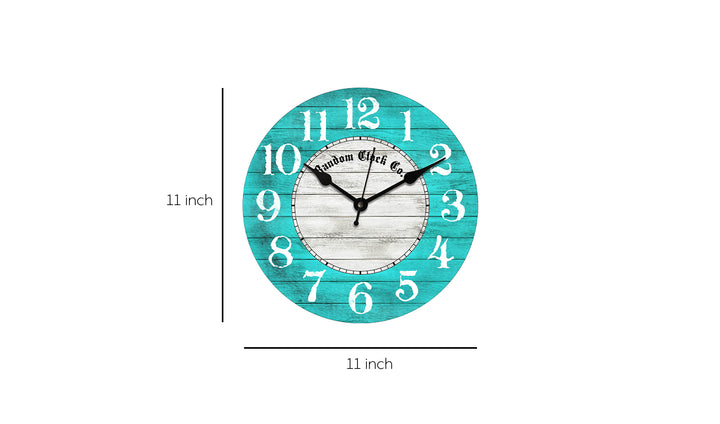 Rustic Turquoise Wooden Wall Clock