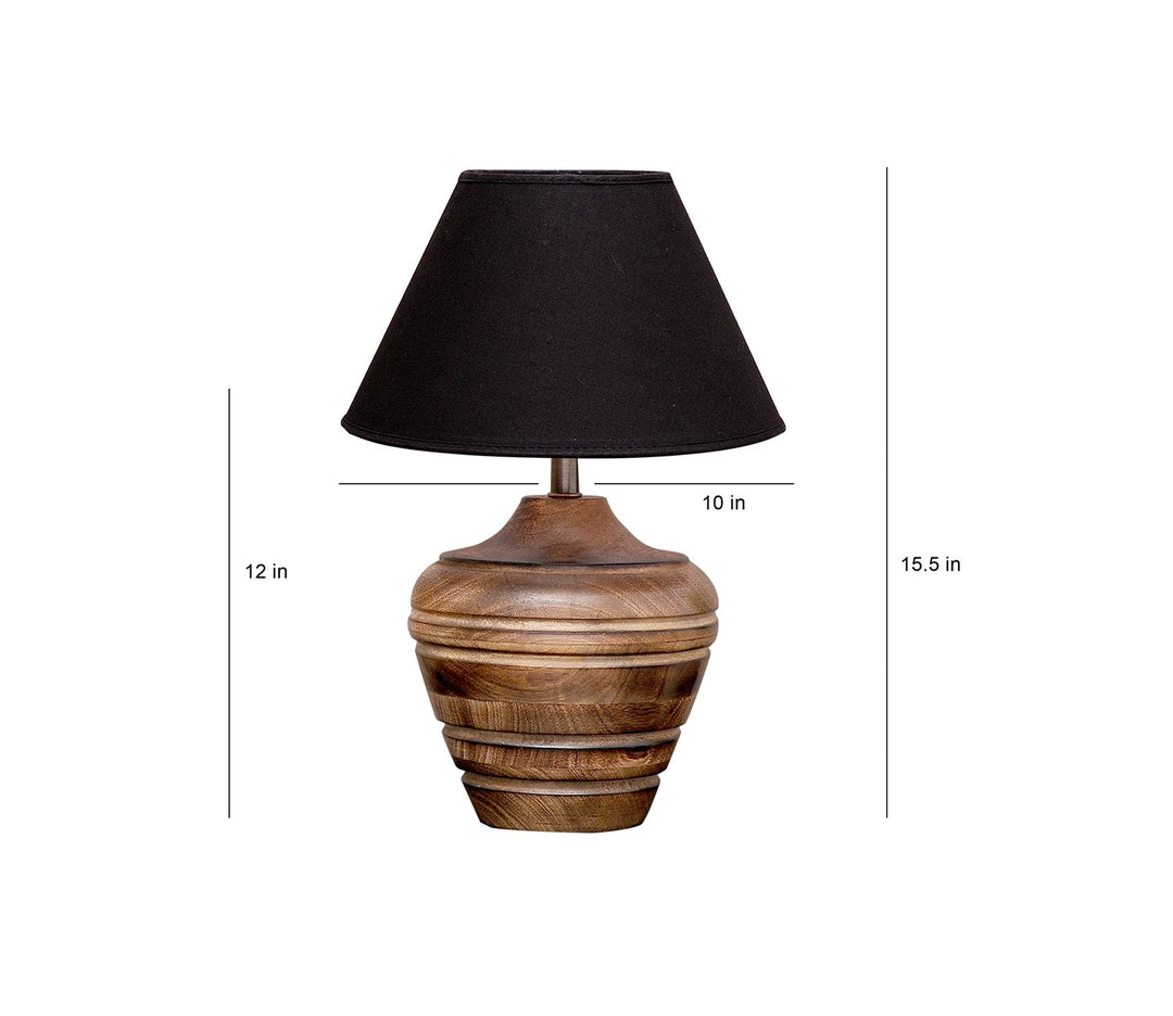 Rustic Black Table Lamp with Cotton Shade