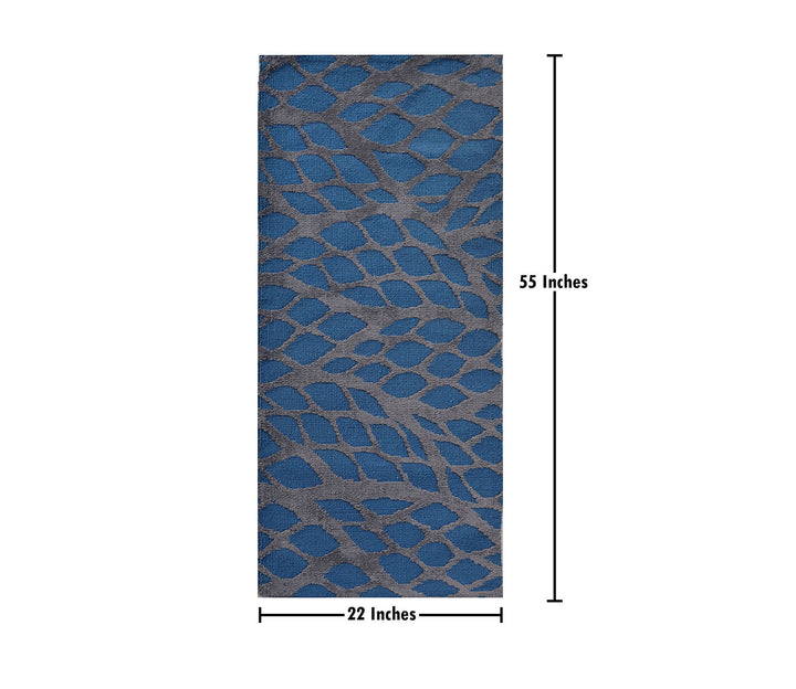 Blue Abstract Polyester Floor Runner