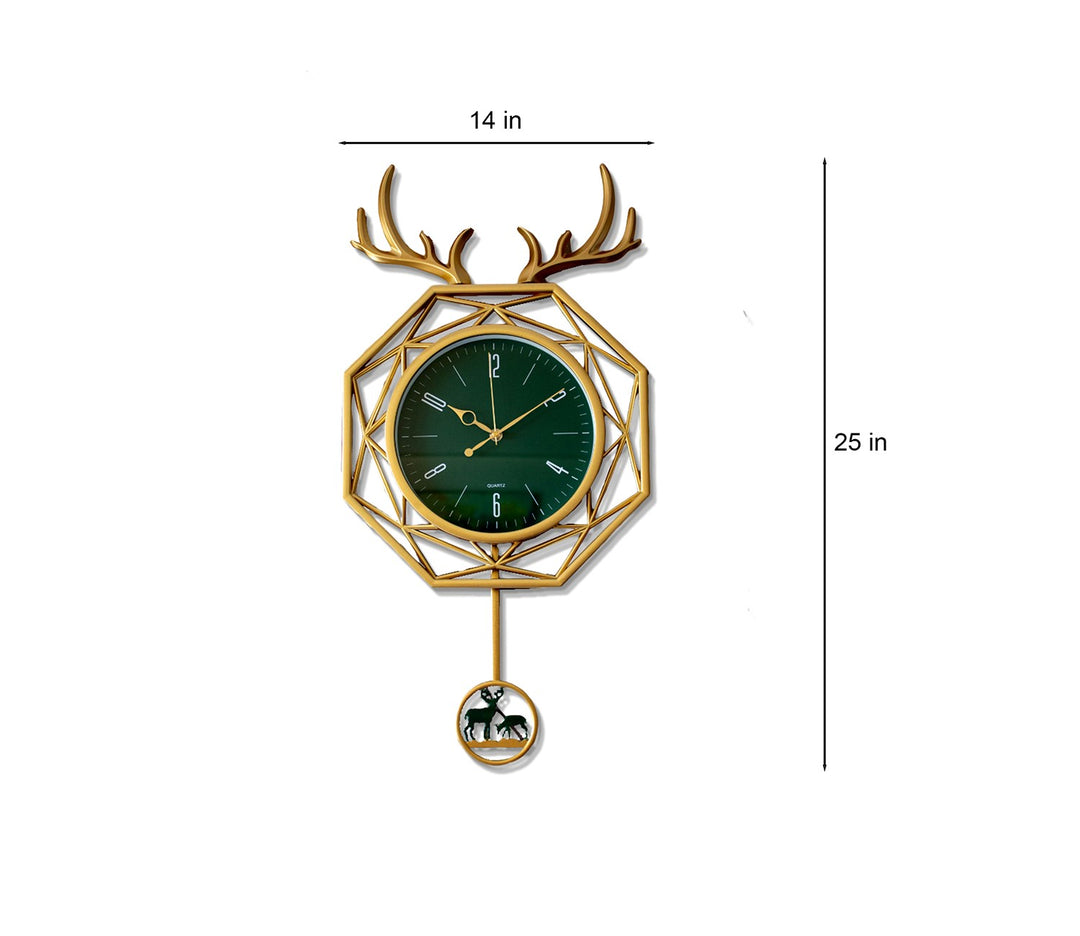 Reindeer Hexagon Pendulum Wall Clock