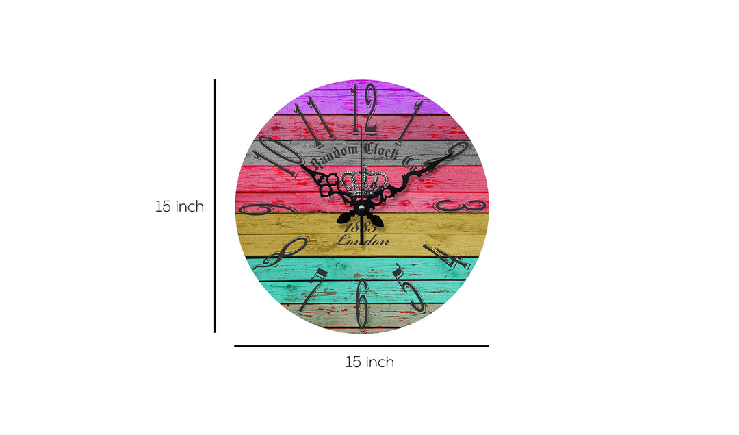 Rustic Rainbow Wooden Wall Clock