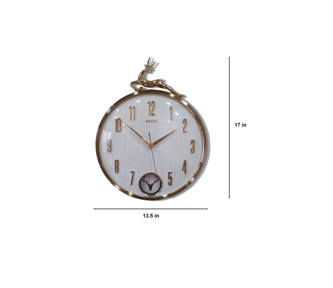 Modern Reindeer Pendulum Wall Clock - White