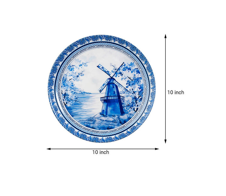 Ceramic Decorative Wall Plate Inspired by Blue Pottery