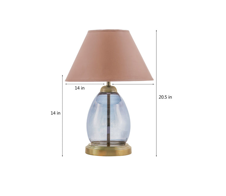 Tiered Smoke Glass Table Lamp with Cotton Shade - Beige