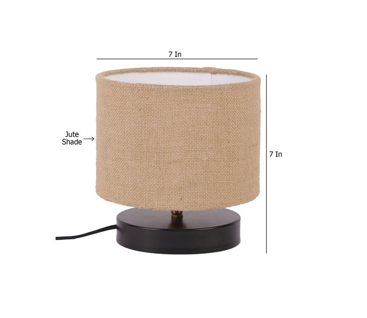 Tiny Table Lamp with Beige Fabric Shade