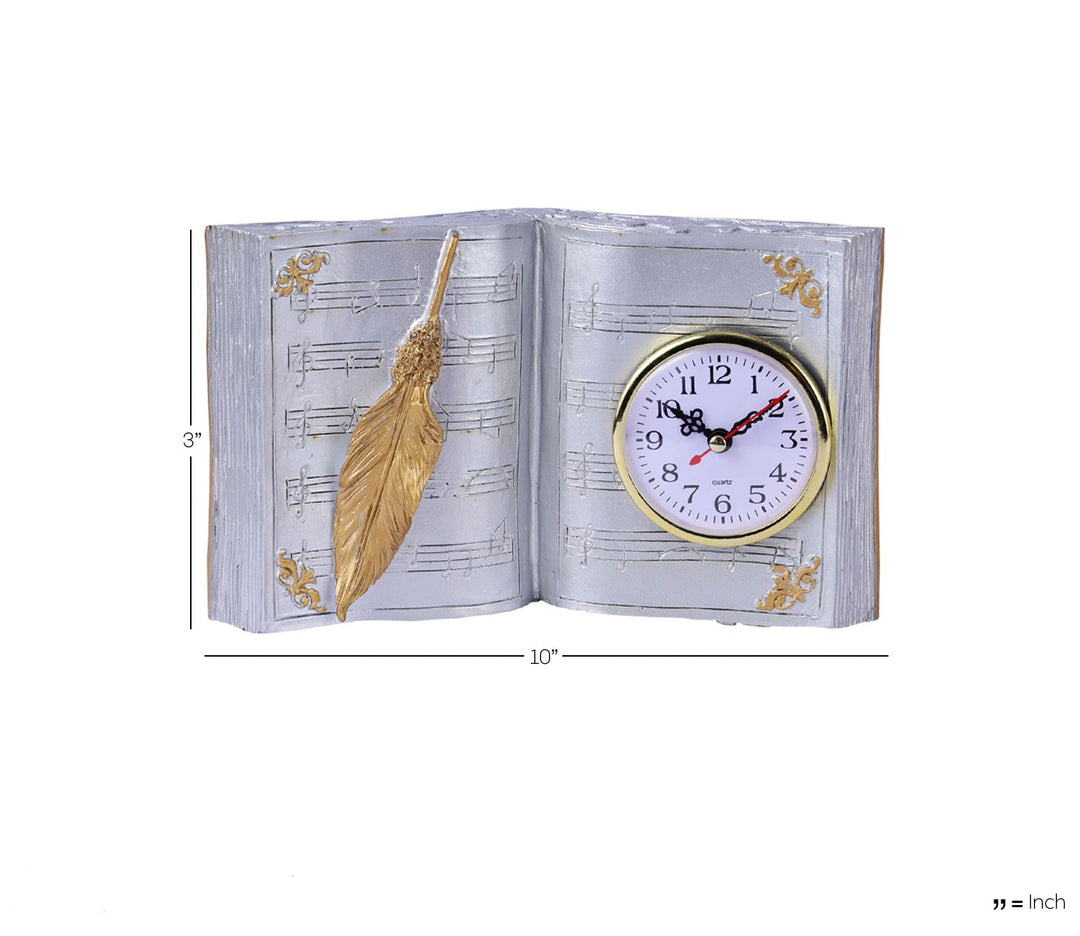 Enchanting Silver Resin Book Table Clock