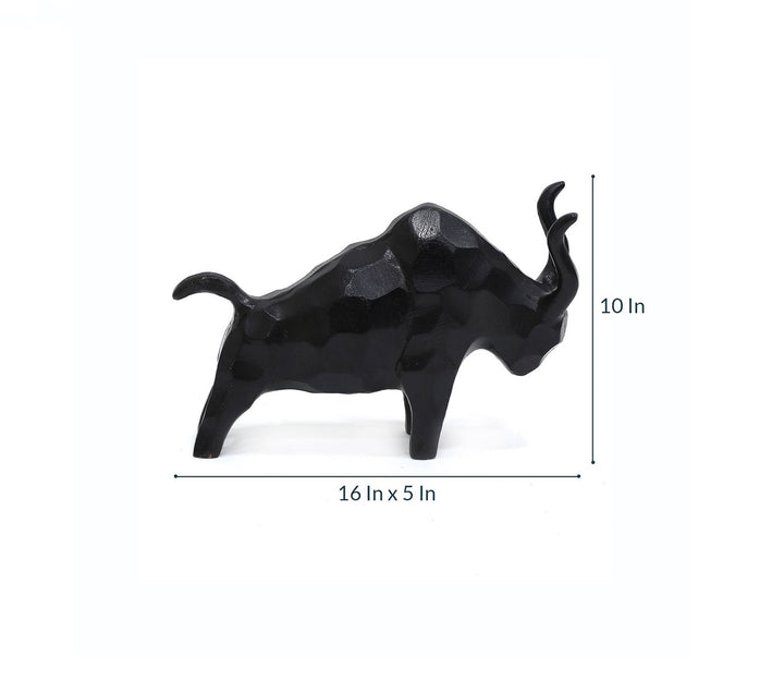 Black Antique Aluminium Bull Sculpture | Black Colour Antique Aluminium Bull Sclupture