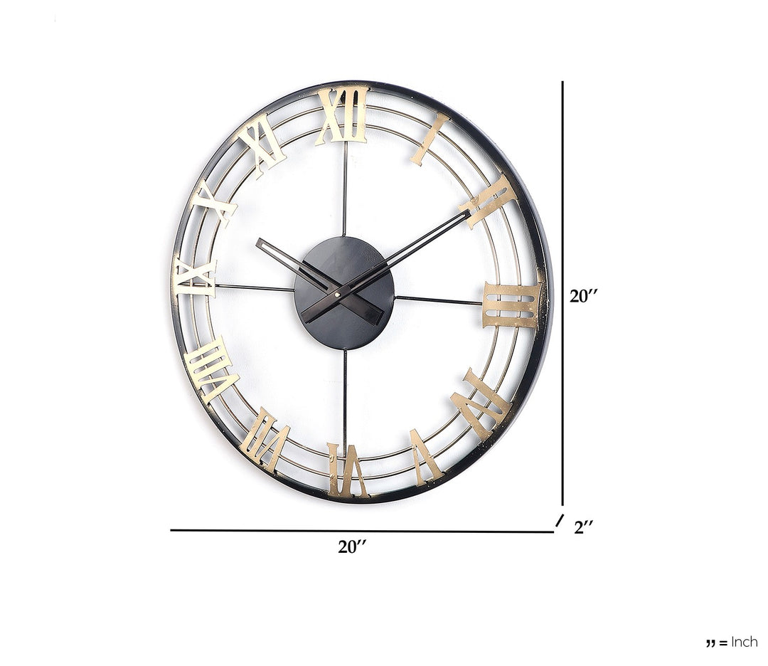 Black and Gold Roman Numeral Wall Clock
