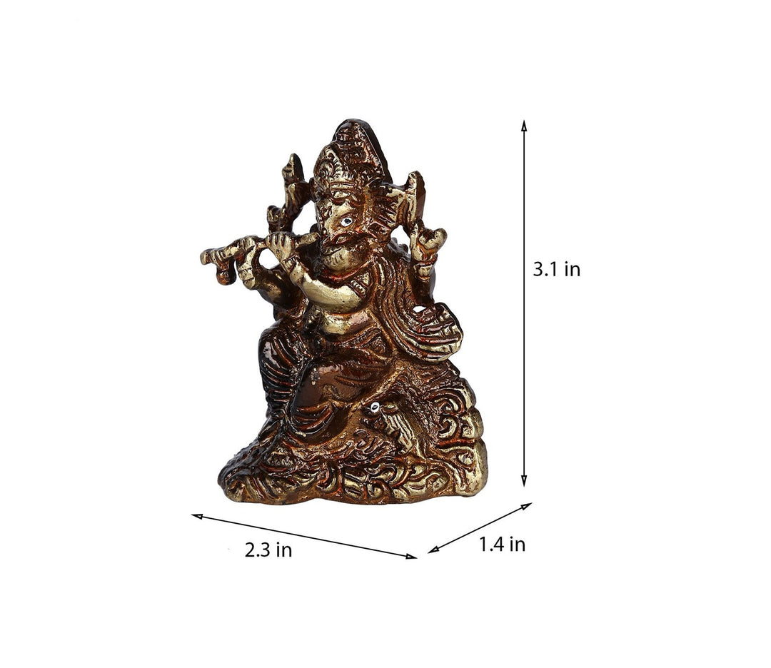 Ornate Brass Figurine with Flute