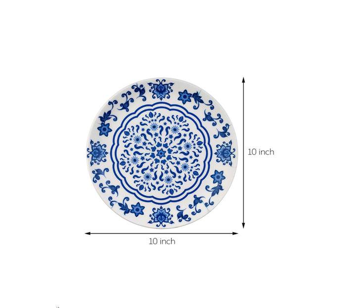 Multicolor Floral Blue Pottery Decorative Wall Plate