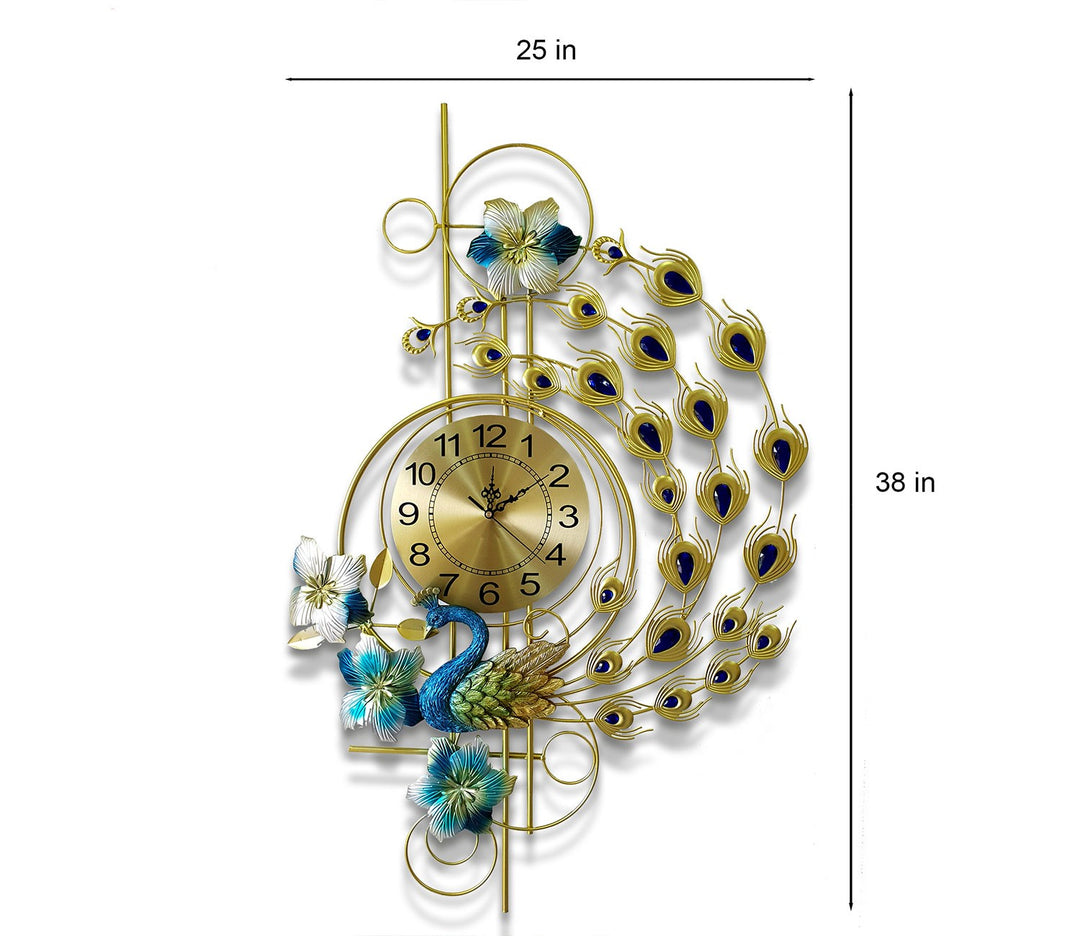 Designer Peacock Metal Clock