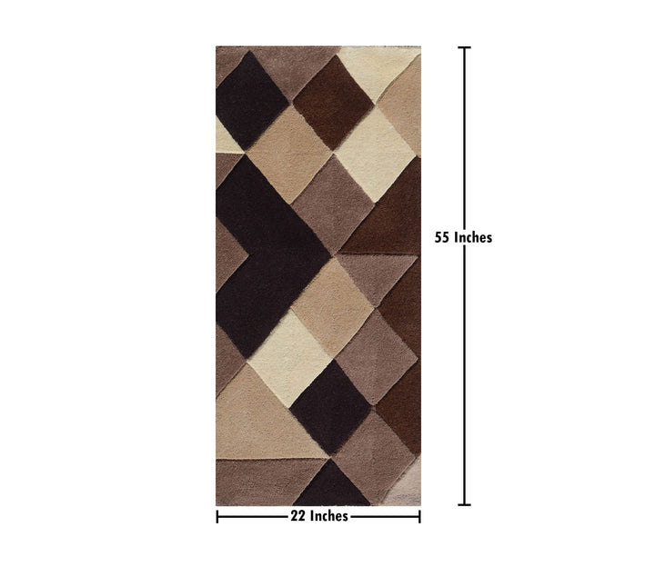 Brown Geometric Hand-Tufted Wool Runner