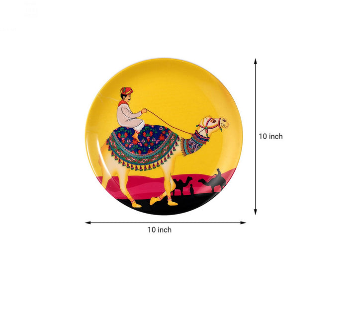 Yellow Princely Camel Ceramic Decorative Wall Plate