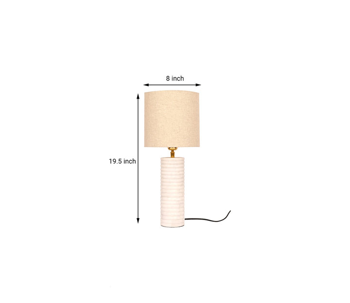 Marble Table Lamp with Beige Fabric Shade
