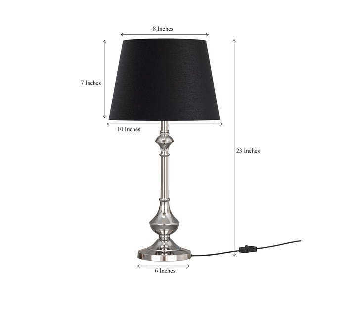 Silver Aluminum Table Lamp with Black Shade