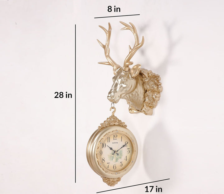 Reindeer Double-Sided Wall Clock