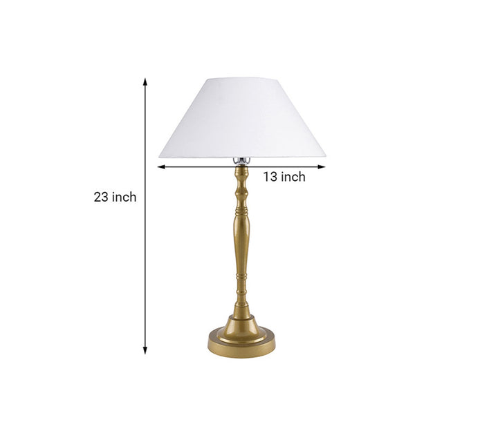 Modern Gold Brushed Table Lamp with White Cone Shade