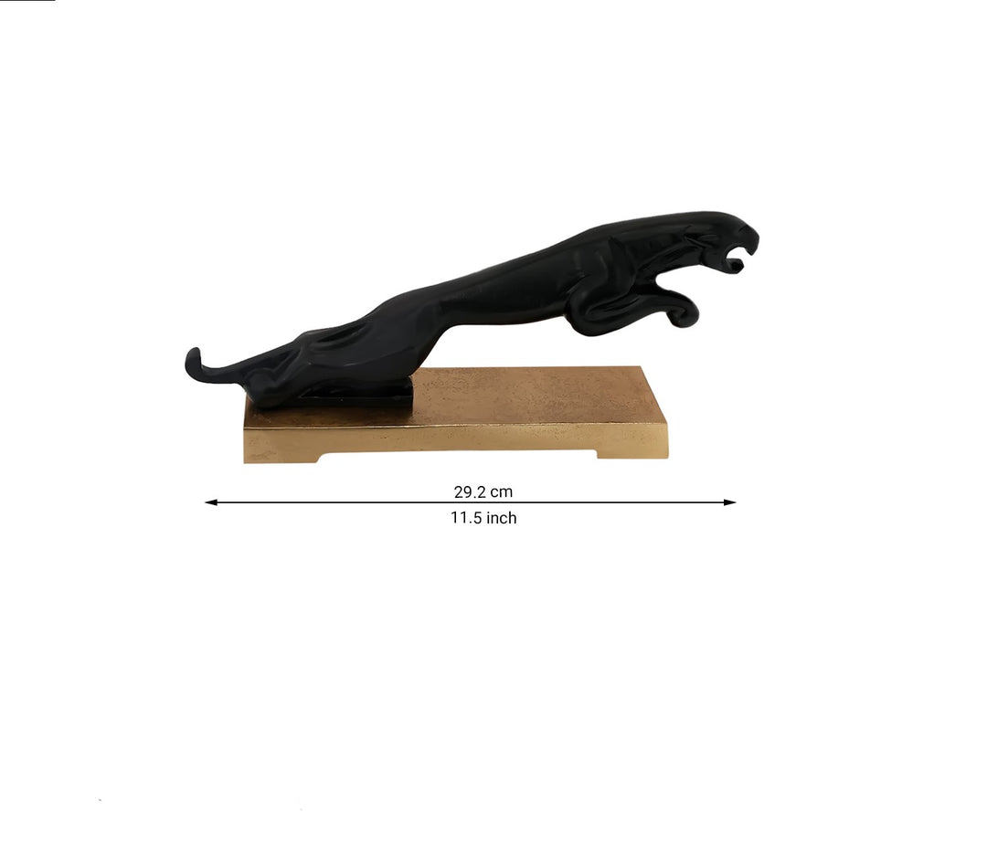 Gold Panther Figurine | Panther Leap With Base (Gold)