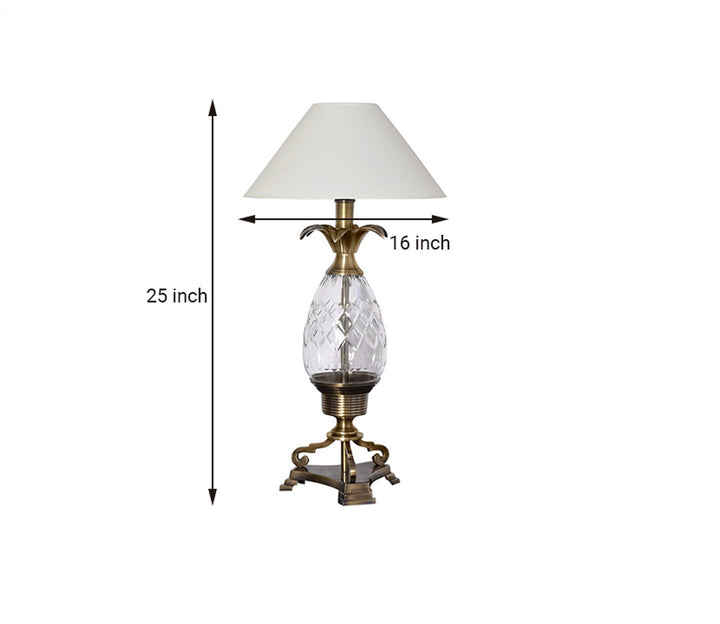 Brass Table Lamp with White Shade