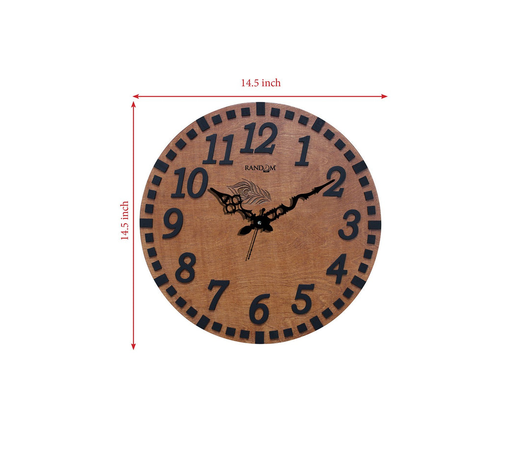 Random Stylish Italic Font Wooden Wall Clock