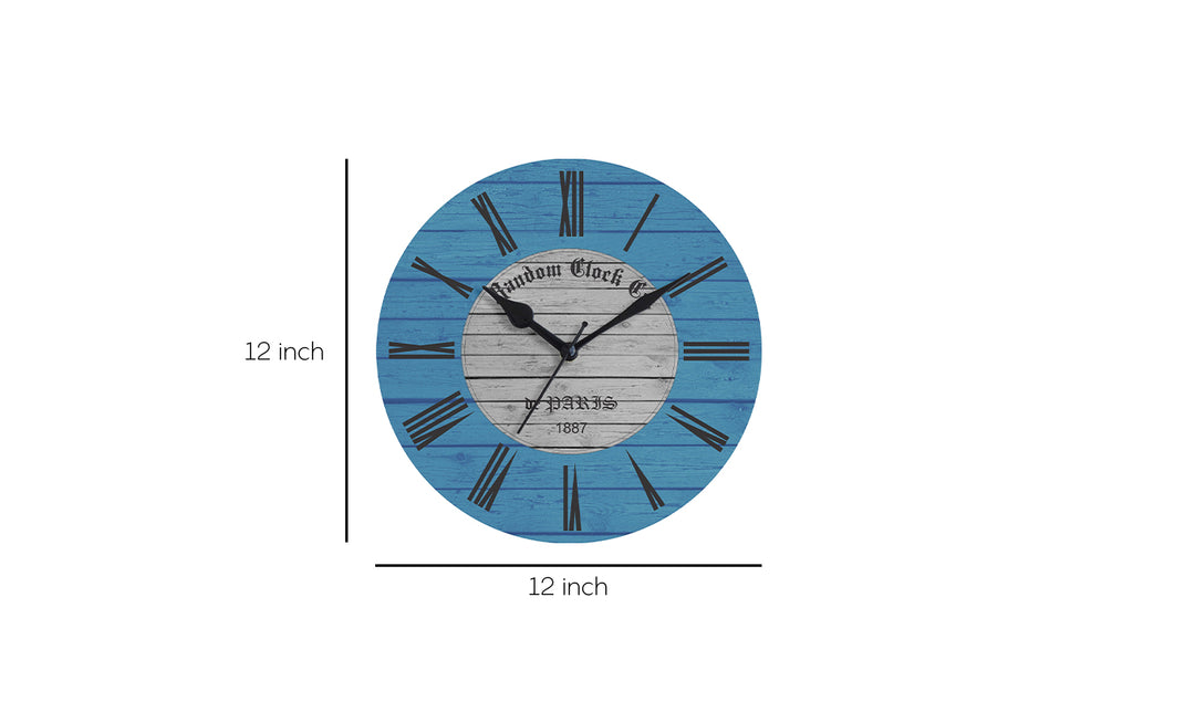 Rustic Blue Wooden Wall Clock