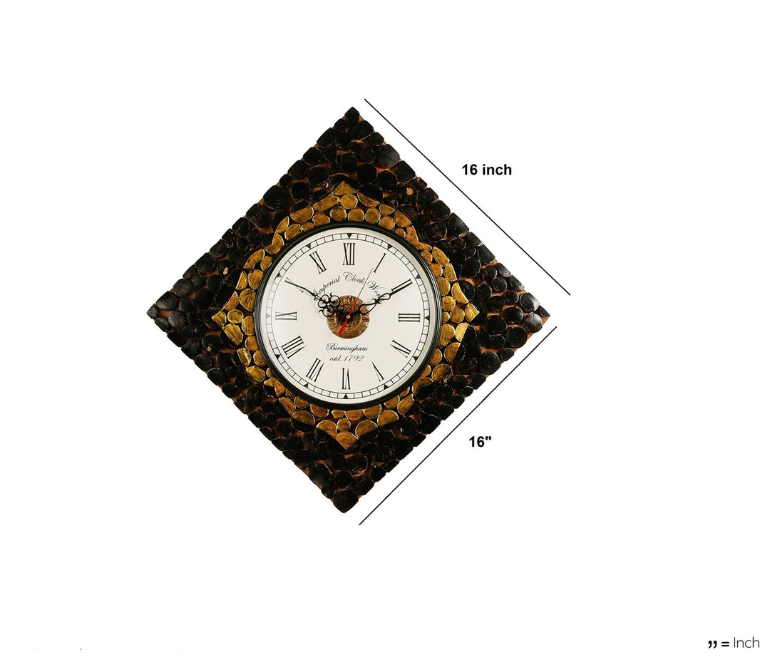 Black Wooden Diamond Wall Clock