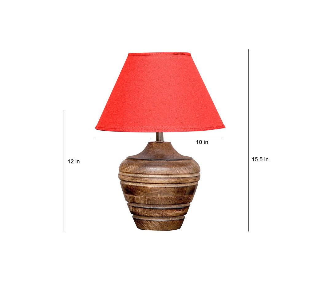 Rustic Maroon Table Lamp with Cotton Shade