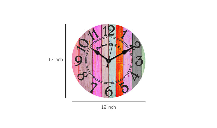 Rustic Multicolor Wooden Wall Clock 12-Inch