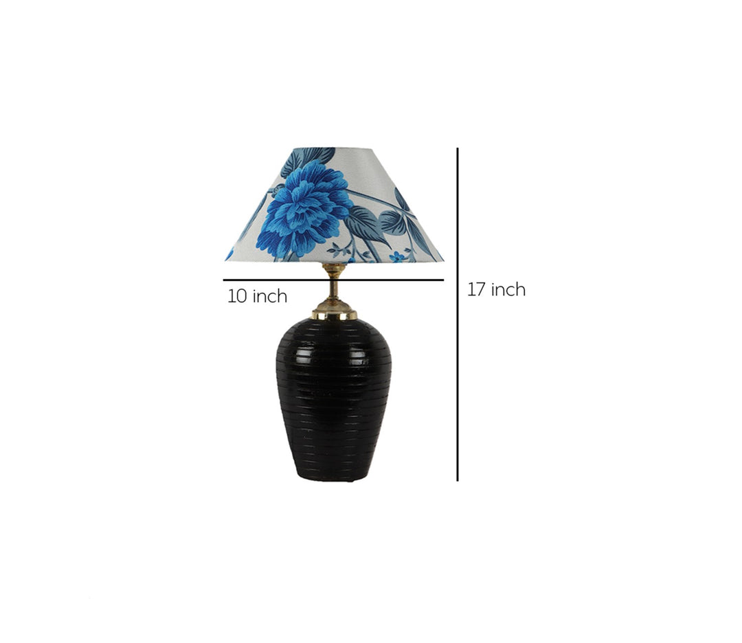 Blue & White Fabric & Terracotta Table Lamp