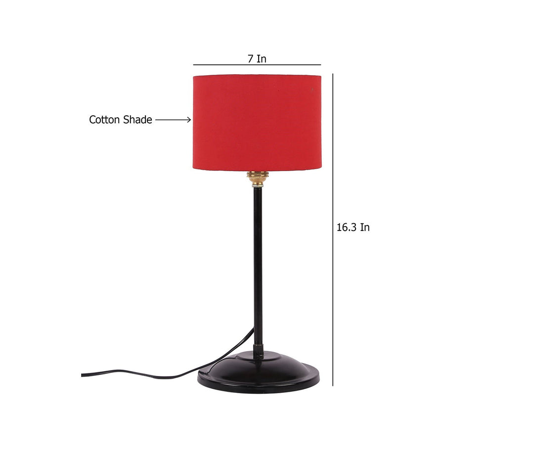 Table Lamp with Red Fabric Shade